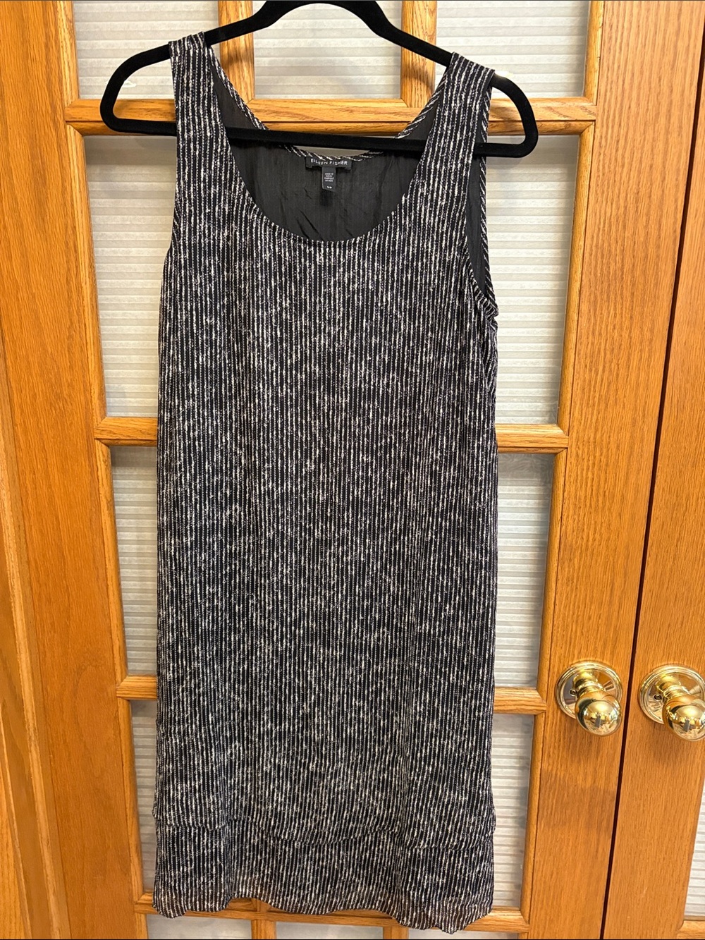 EUC Eileen Fisher Silk Black & White Tank Dress